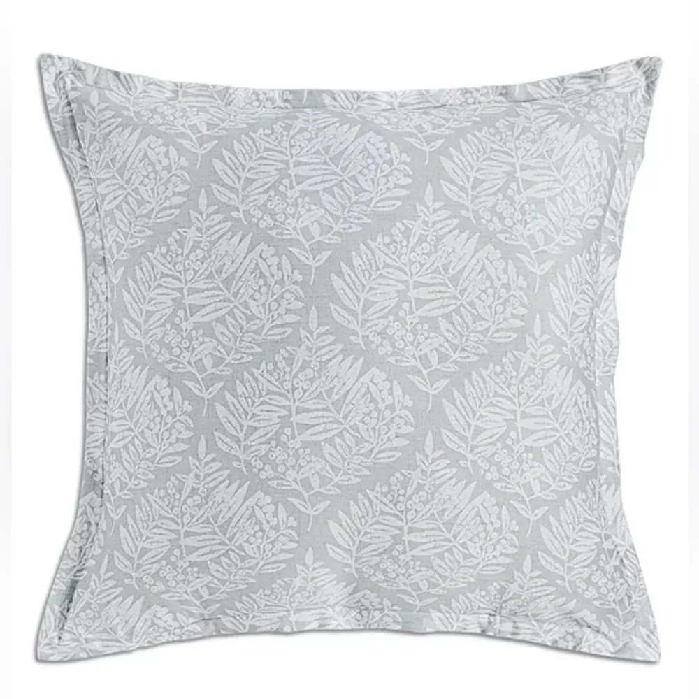 2 Sky Woodblock Flora Euro Shams in Grey/White, New w/Tag $145